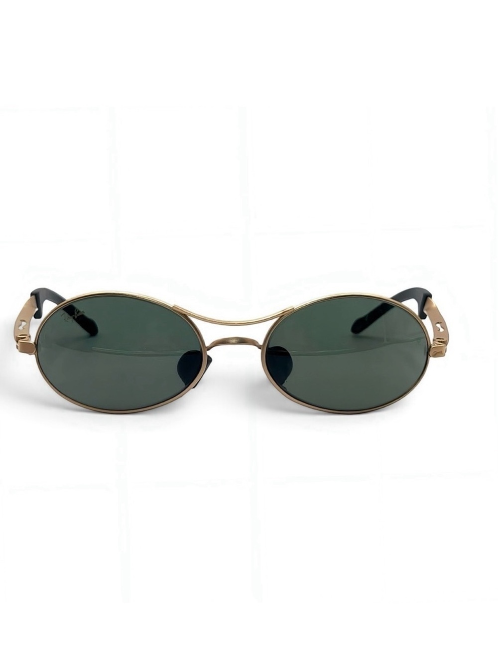 Vintage Ray Ban Orbs Oval Sunglasses Gold B&L G-15 90s Y2K Cyberpunk Wrap W2177